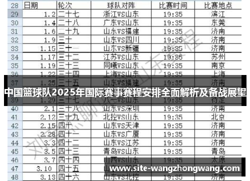 中国篮球队2025年国际赛事赛程安排全面解析及备战展望
